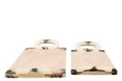 Casa Padrino Luxus Tabletts 2er Set Schwarz / Beige - Deko Tabletts aus transluzentem Kunstharz in Schwarz und Creme - Luxus Deko Accessoires
