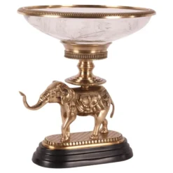 Casa Padrino Luxus Tafelaufsatz Elefant Messing / Schwarz 35 x 35 x H. 40 cm - Deko Schale auf Elefantenfigur
