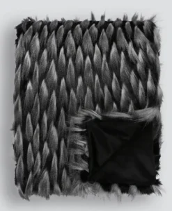 Casa Padrino Luxus Tagesdecke Schwarz / Grau 150 x 180 cm - Kunstpelz Wohndecke