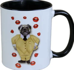 Casa Padrino Luxus Tasse Hund mit goldenem Anzug von Harald Glööckler Pompöös - 9,5 cm x 8,5 cm