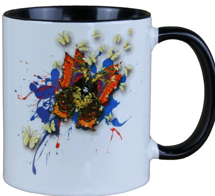 Casa Padrino Luxus Tasse Schmetterlinge Bunt von Harald Glööckler – 9,5 cm x 8,5 cm, 320 ml