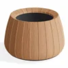 Casa Padrino Luxus Teakholz Blumentopf Naturfarben Ø 50 cm - Runder Pflanzentopf - Garten Deko Accessoires - Terrassen Deko
