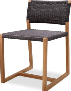 Casa Padrino Luxus Teakholz Esszimmer Stuhl Naturfarben / Schwarz 48 x 58 x H. 78,5 cm - Garten Stuhl - Terrassen Stuhl - Garten Möbel - Esszimmer Möbel - Luxus Teakholz Möbel