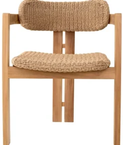 Casa Padrino Luxus Teakholz Esszimmer Stuhl mit Armlehnen Naturfarben 60 x 53 x H. 77 cm - Garten Stuhl - Terrassen Stuhl - Garten Möbel - Esszimmer Möbel - Luxus Teakholz Möbel