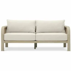 Casa Padrino Luxus Teakholz Garten Sofa Sandfarben / Beige 194 cm - Garten Möbel
