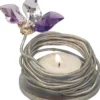 Casa Padrino Luxus Teelichthalter mit Swarovski Kristallglas Silber / Mehrfarbig Ø 7 x H. 5 cm - Luxus Wohnzimmer Deko Accessoires