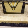 Casa Padrino Luxus Teppich Creme / Gold / Schwarz 170 x 240 cm - Rechteckiger Fell Teppich