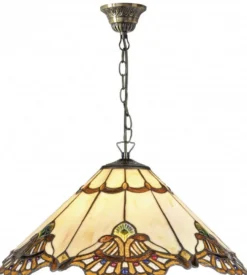 Casa Padrino Luxus Tiffany Hängeleuchte Mehrfarbig Ø 50 x H. 95 cm - Handgefertigte Pendelleuchte aus 288 Teilen