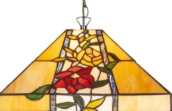 Casa Padrino Luxus Tiffany Hängeleuchte Mehrfarbig 40 x 40 x H. 85 cm - Tiffany Pendelleuchte mit Blumendesign und handgefertigtem Glas Lampenschirm