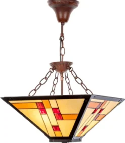 Casa Padrino Luxus Tiffany Hängeleuchte Mehrfarbig 40 x 40 cm - Handgefertigte Lampe aus 64 Teilen