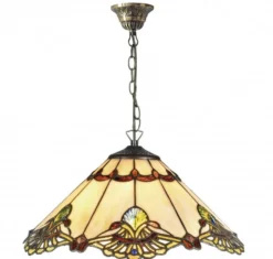 Casa Padrino Luxus Tiffany Hängeleuchte Mehrfarbig Ø 40 x H. 83 cm - Handgefertigte Pendelleuchte aus 264 Teilen