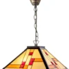 Casa Padrino Luxus Tiffany Hängeleuchte Schwarz / Mehrfarbig 50 x 50 cm - Handgefertigte Pendelleuchte aus 64 Teilen