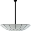 Casa Padrino Luxus Tiffany Hängeleuchte Weiß / Schwarz Ø 60 cm - Luxus Wohnzimmerlampe