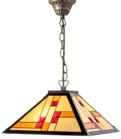 Casa Padrino Luxus Tiffany Hängeleuchte Schwarz / Mehrfarbig 40 x 40 cm - Handgefertigte Pendelleuchte aus 64 Teilen