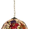 Casa Padrino Luxus Tiffany Hängeleuchte Mehrfarbig Ø 40 x H. 75 cm - Art Deco Tiffany Hängelampe - Wohnzimmer Hängeleuchte - Deko Hängeleuchte - Luxus Tiffany Leuchten - Art Deco Leuchten