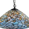 Casa Padrino Luxus Tiffany Hängeleuchte Schmetterlinge Blau / Mehrfarbig Ø 50 x H. 135 cm - Hängelampe aus zahlreichen Glas Mosaik Stücken