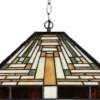 Casa Padrino Luxus Tiffany Hängeleuchte Mehrfarbig 36 x 36 x H. 16 cm - Art Deco Tiffany Hängelampe - Wohnzimmer Hängeleuchte - Deko Hängeleuchte - Luxus Tiffany Leuchten - Art Deco Leuchten