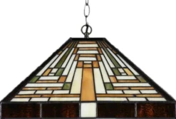 Casa Padrino Luxus Tiffany Hängeleuchte Mehrfarbig 36 x 36 x H. 16 cm - Art Deco Tiffany Hängelampe - Wohnzimmer Hängeleuchte - Deko Hängeleuchte - Luxus Tiffany Leuchten - Art Deco Leuchten
