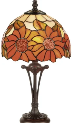 Casa Padrino Luxus Tiffany Hockerleuchte Mehrfarbig Ø 20 x H. 38 cm - Runde Tiffany Schreibtischleuchte - Tiffany Tischleuchte - Luxus Interior - Luxus Leuchten - Tiffany Leuchten