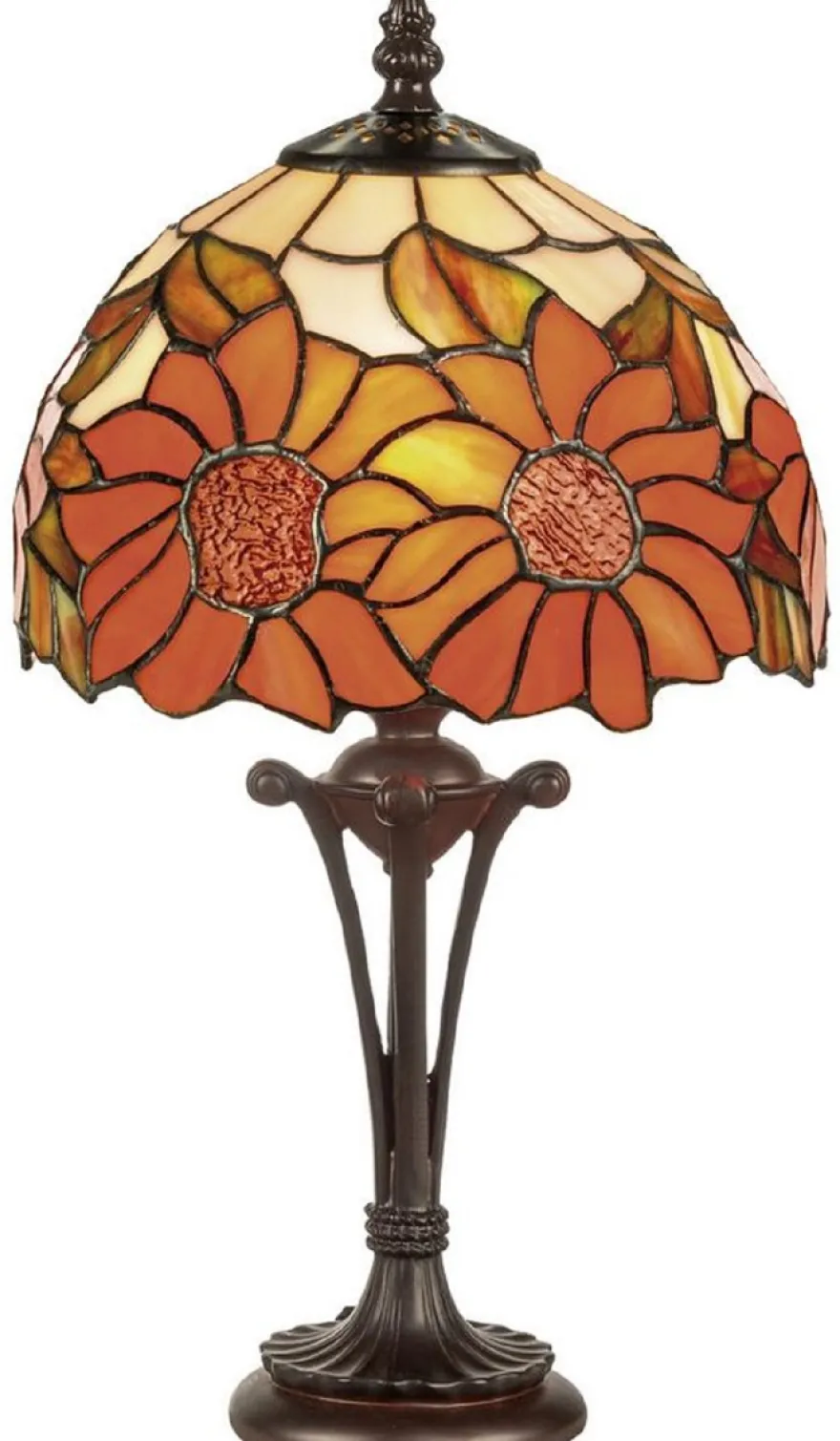 Casa Padrino Luxus Tiffany Hockerleuchte Mehrfarbig Ø 20 x H. 38 cm - Runde Tiffany Schreibtischleuchte - Tiffany Tischleuchte - Luxus Interior - Luxus Leuchten - Tiffany Leuchten