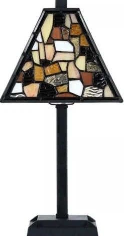 Casa Padrino Luxus Tiffany Hockerleuchte Schwarz / Mehrfarbig 28 x 28 x H. 36 cm - Tiffany Tischleuchte - Tiffany Leuchten - Luxus Interior - Luxus Leuchten - Tiffany Leuchten
