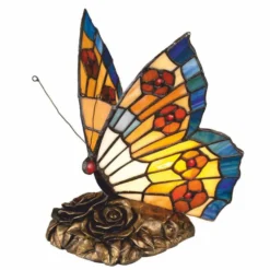 Casa Padrino Luxus Tiffany LED Tischleuchte Schmetterling Bunt / Bronze - Tiffany Deko Leuchten