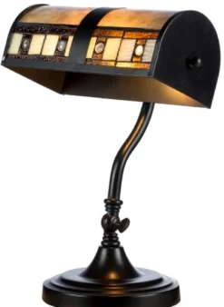 Casa Padrino Luxus Tiffany Schreibtischleuchte Schwarz / Mehrfarbig 25 x H. 38 cm - Luxus Tischleuchte