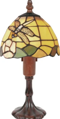 Casa Padrino Luxus Tiffany Tischleuchte Mehrfarbig / Braun Ø 15 x H. 29 cm - Deko Mosaik Hockerleuchte mit handgefertigtem Glas Lampenschirm
