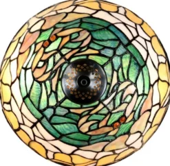 Casa Padrino Luxus Tiffany Tischleuchte Mehrfarbig / Bronze Ø 30 x H. 46 cm - Schreibtischleuchte - Hockerleuchte - Wohnzimmer Deko Leuchte - Scheibtisch Deko Leuchte - Tiffany Leuchten