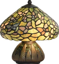 Casa Padrino Luxus Tiffany Tischleuchte Mehrfarbig Ø 25 x H. 23,5 cm - Schreibtischleuchte - Wohnzimmer Deko Leuchte - Tiffany Leuchten