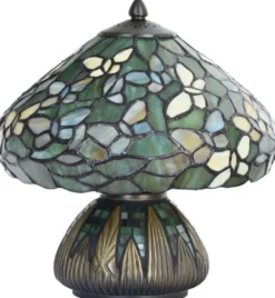 Casa Padrino Luxus Tiffany Tischleuchte Mehrfarbig Ø 25 x H. 23,5 cm - Schreibtischleuchte - Wohnzimmer Deko Leuchte - Tiffany Leuchten