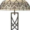 Casa Padrino Luxus Tiffany Tischleuchte Weiß / Schwarz Ø 40 x H. 61 cm - Elegante Schreibtischleuchte - Deko Accessoires