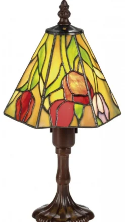 Casa Padrino Luxus Tiffany Tischleuchte / Hockerleuchte Rosen Mehrfarbig Ø 15 x H. 30 cm - Luxus Qualität