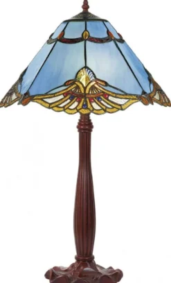 Casa Padrino Luxus Tiffany Tischleuchte Blau / Mehrfarbig / Braun 40 x 40 x H. 64 cm - Schreibtischleuchte - Tiffany Leuchten