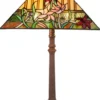 Casa Padrino Luxus Tiffany Tischleuchte mit Blumendesign Braun / Mehrfarbig 40 x 40 x H. 62 cm - Tiffany Lampe mit handgefertigtem Glas Lampenschirm