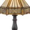 Casa Padrino Luxus Tiffany Tischleuchte Gelb / Schwarz 20 x 20 x H. 25 cm - Elegante Schreibtischleuchte - Hockerleuchte - Tiffany Leuchte