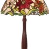 Casa Padrino Luxus Tiffany Tischleuchte Mehrfarbig Ø 40 x H. 64 cm - Runde Tiffany Schreibtischleuchte - Luxus Interior - Tiffany Leuchten - Luxus Leuchten