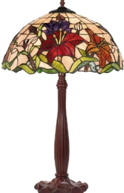 Casa Padrino Luxus Tiffany Tischleuchte Mehrfarbig Ø 40 x H. 64 cm - Runde Tiffany Schreibtischleuchte - Luxus Interior - Tiffany Leuchten - Luxus Leuchten