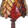 Casa Padrino Luxus Tiffany Tischleuchte Mehrfarbig Ø 14 x H. 29 cm - Dekorative Tiffany Hockerleuchte mit handgefertigtem Glas Lampenschirm