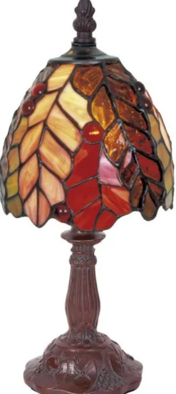 Casa Padrino Luxus Tiffany Tischleuchte Mehrfarbig Ø 14 x H. 29 cm - Dekorative Tiffany Hockerleuchte mit handgefertigtem Glas Lampenschirm