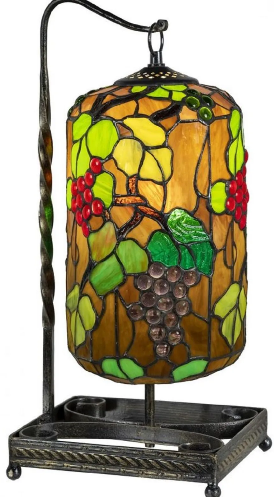 Casa Padrino Luxus Tiffany Tischleuchte Mehrfarbig / Schwarz 17 x 17 x H. 45 cm - Tiffany Schreibtischleuchte - Luxus Interior - Luxus Art Deco Leuchten - Tiffany Leuchten