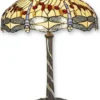 Casa Padrino Luxus Tiffany Tischleuchte Mehrfarbig Ø 61 x H. 80 cm - Tiffany Schreibtischleuchte - Wohnzimmer Deko Leuchte - Scheibtisch Deko Leuchte - Luxus Tiffany Leuchten