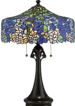 Casa Padrino Luxus Tiffany Tischleuchte Mehrfarbig / Vintage Bronzefarben Ø 47,1 x H. 69 cm - Elegante Schreibtischleuchte - Tiffany Leuchte