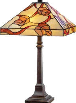 Casa Padrino Luxus Tiffany Tischleuchte Mehrfarbig 36 x 36 x H. 64 cm - Tiffany Schreibtischleuchte - Wohnzimmer Deko Leuchte - Scheibtisch Deko Leuchte - Luxus Tiffany Leuchten