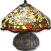 Casa Padrino Luxus Tiffany Tischleuchte Mehrfarbig / Braun Ø 42,3 x H. 40 cm - Runde Tiffany Schreibtischleuchte - Luxus Interior - Luxus Leuchten - Tiffany Leuchten