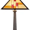 Casa Padrino Luxus Tiffany Tischleuchte Schwarz / Mehrfarbig 40 x 40 x H. 60 cm - Handgefertigt aus 64 Teilen