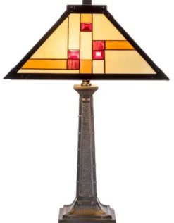 Casa Padrino Luxus Tiffany Tischleuchte Schwarz / Mehrfarbig 40 x 40 x H. 60 cm - Handgefertigt aus 64 Teilen