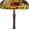 Casa Padrino Luxus Tiffany Tischleuchte Mehrfarbig Ø 50 x H. 76 cm - Runde Tiffany Schreibtischleuchte - Wohnzimmer Deko Leuchte - Scheibtisch Deko Leuchte - Luxus Tiffany Leuchten