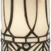 Casa Padrino Luxus Tiffany Tischleuchte Weiß / Schwarz Ø 10 x H. 20 cm - Runde Hockerleuchte - Schreibtischleuchte - Deko Leuchte