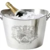 Casa Padrino Luxus Tisch Champagner Kühler Coat of Arms vernickelt H 22 cm B 37,5 cm
